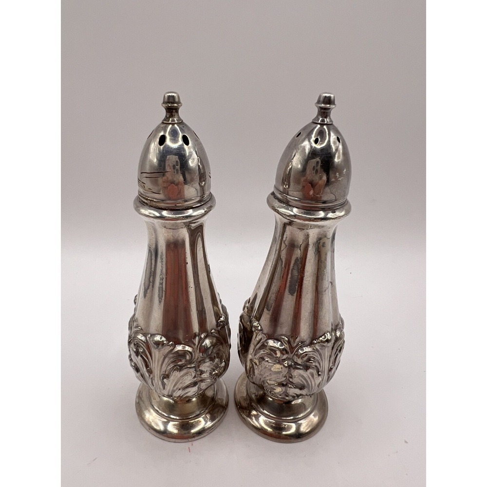 Vintage Weidlich Brothers WB52 Silver Plate Salt & Pepper Shaker Set  5x1 3/4"